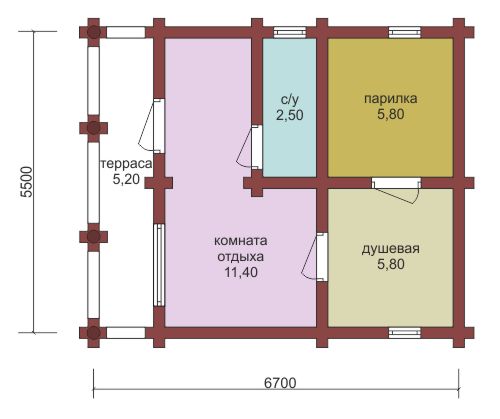 Баня с террасой, проект и строительство